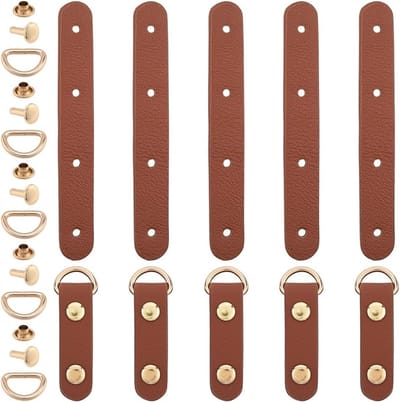 5 Sets PU Leer D-Ringen voor Handtassen - Kleurige Zijclips, Bevestigingskit voor Schouderbanden en Removable D-Ring Metalen Klemmen