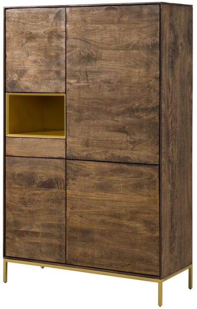 MASSIVMOEBEL24.DE mango highboard bruin massief hout 111x45x175 cm (BxTxH) geolied gemonteerd CHICAGO deels massief #109