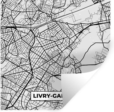 Muurstickers - Sticker Folie - Stadskaart - Frankrijk - Kaart - Livry-Gargan - Plattegrond - 100x100 cm - Plakfolie - Muurstickers Kinderkamer - Zelfklevend Behang XXL - Zelfklevend behangpapier - Stickerfolie