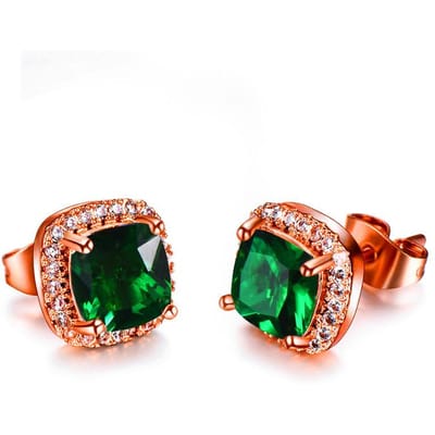 Luxe Vrouwelijke Kristal Zirkonia Stenen Oorbellen Mode Kleur Sieraden Vintage Dubbele Stud Oorbellen Voor Vrouwen