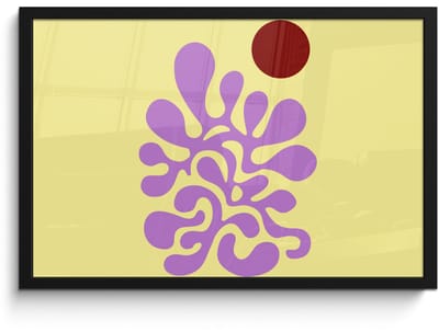 Poster in lijst - Fotolijst 60x40 cm - Posters - Koraal - Cirkel - Abstract - Geel - Posterlijst zwart - Decoratie - Wanddecoratie woonkamer - Muurdecoratie slaapkamer