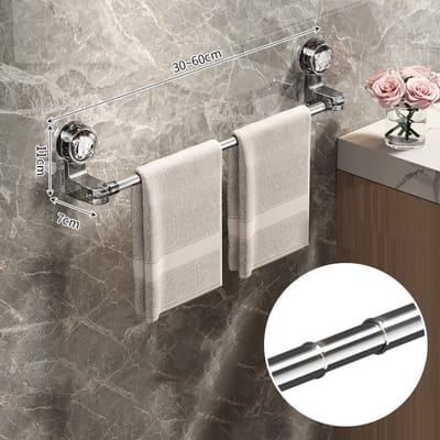 Niet-geperforeerde zuignap wandgemonteerd handdoekenrek badkamer opbergrek badkamer horizontale stang handdoekenrek gray
