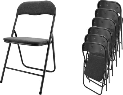 Klapstoel Premium – Zwart – set van 6 vouwstoelen – bijzetstoel binnen – belastbaar tot 100kg – 43cm Zithoogte