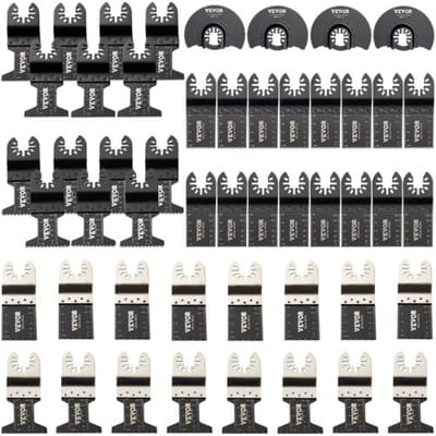VEVOR 50-delige set accessoires voor oscillerende zaagbladen HCS+ roestvrijstalen multitool segmentzaagbladen 1-3/4 inch 1-3/8 inch 3-1/2 inch multitool accessoire set