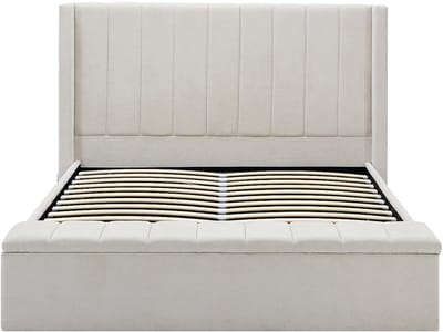 Vente-unique Bed met opbergruimte stof beige 140 x 190 cm