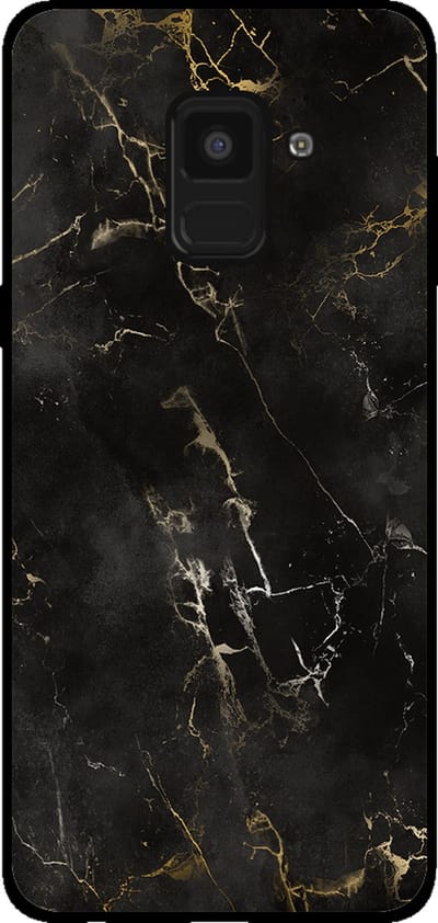 Smartphonica Telefoonhoesje voor Samsung Galaxy A8 2018 met marmer opdruk - TPU backcover case marble design - Zwart geschikt voor Samsung Galaxy A8 2018