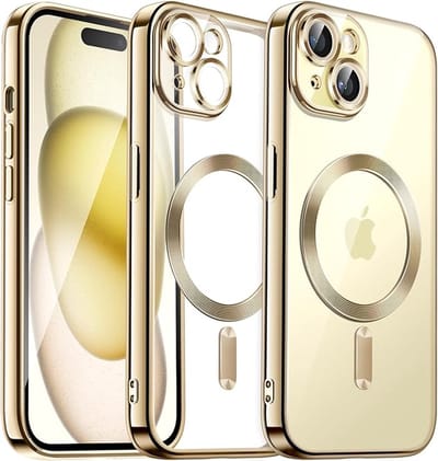 Hoesje Geschikt voor iPhone 15 Hoesje - Geschikt voor MagSafe - Arara siliconen Backcover - Goud