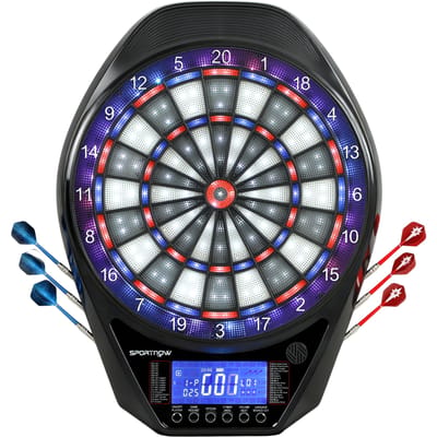 Sportnow elektronisch dartbord met 6 darts en 24 softtips led-scherm 34 games en 2235 programma's 60,5 x 45,5 x 3,6 cm meerkleurig