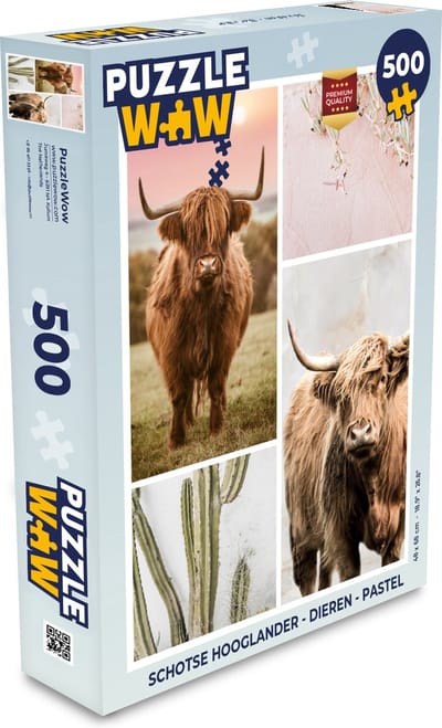 Puzzel Schotse hooglander - Dieren - Pastel - Legpuzzel - Puzzel 500 stukjes