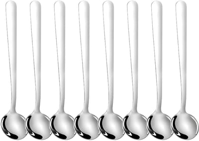 8 stuks espressolepels, kleine koffielepels, kleine lepels, roestvrij staal, mini-formaat, praktische soeplepel, eenvoudig dessert voor kruidenpotjes, zout, suiker, honing, yoghurt of als praktische