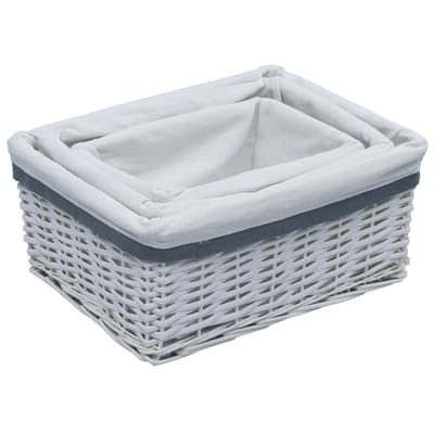 vidaXL - 3-delige - Mandenset - stapelbaar - wilgen - wit