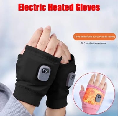 Oplaadbare Thermisch Verwarmde Handschoenen – 360° Warmte, Winddicht, Vingerloos, Warme Handschoenen, Elektrische Handschoenen, Winter Handschoenen voor Wandelen, Fietsen & Outdoor