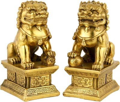 2pcs Chinese Feng Fu FOO Dogs Beeldjes voor Fengshui Decoratie, Resin Leeuw Beeld voor Kantoor en Thuis, Traditionele Chinese Stijl Decoratieve Figuren