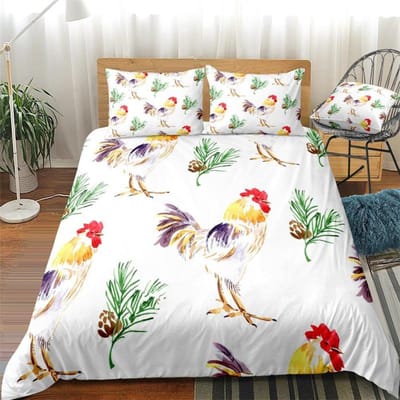 Boerderij Kip Koning Koningin Dekbedovertrek Haan Gans Eend Beddengoed Set Voor Kinderen Tieners Volwassenen Boerderijdieren 2/3 stuks Zachte Dekbedhoes AU Queen(210x210cm)