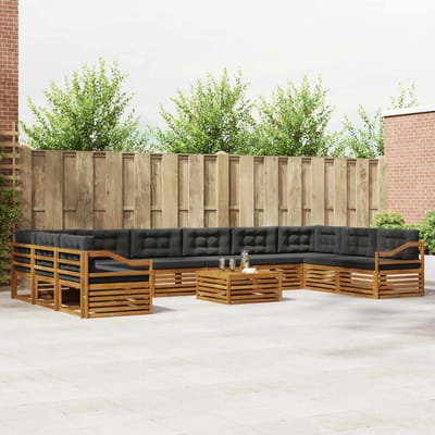 vidaXL - Sofa-Sets - 11 - st - Natuurlijk - en - Antraciet - Massief - Acacia - Hout