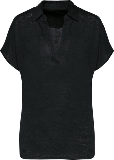 Spasso Linnen damespolo SP221 - Black - XS