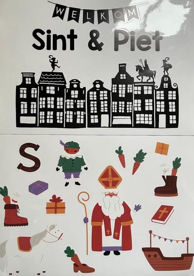 Sinterklaas Raamsticker - Raam - Stickers - 25 delig - Herbruikbaar - Welkom Sint & Piet - Zwart - Wit - Kleur - Huisjes - Stoomboot - Schoen - Laars - Staf - Piet - Sint - Wortel - Paard - Decoratie - 5 december - Pakjesavond - DH collection