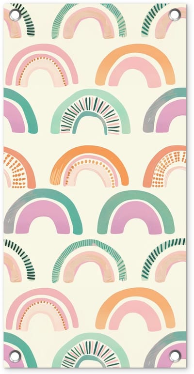 Tuinposter 30x60 cm - Tuindecoratie Regenboog - Pastel - Patroon - Poster voor in de tuin - Buiten decoratie - Schutting tuinschilderij - Tuindoek muurdecoratie - Wanddecoratie balkondoek
