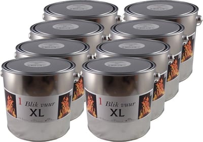 Tuinfakkel vuur verlichting in blik - 8x - 16,5 x 15 cm - 6-12 branduren - Zweedse fakkel - Vuurblik - Tuinkaars - Tuinverlichting tuinfakkels