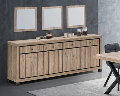 Belfurn Buffetkast / Dressoir Eduard 225 cm – Summer eik decor – 4 deuren