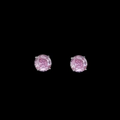 Victoria Valenza 925 Sterling Zilveren Solitair Oorbellen met Roze Zirkonia Stenen - Oorknoppen - 925 sterling zilver - Zilverkleurig - Zirkonia