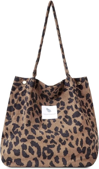 Grote schoudertas met binnenzak voor vrouwen en meisjes, ideaal als boodschappentas, Leopardprint, XL 15.94*15.16*4.33 inch, trendy en praktisch