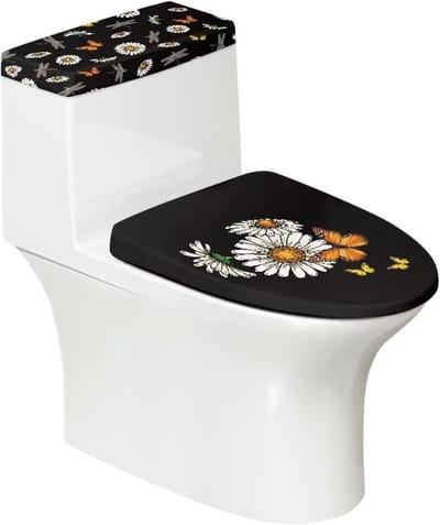 Toilet dekselhoezen - Badkamer decoratie - Hygiënisch toilet - Elastische randen - Universele pasvorm - Madeliefjesprint