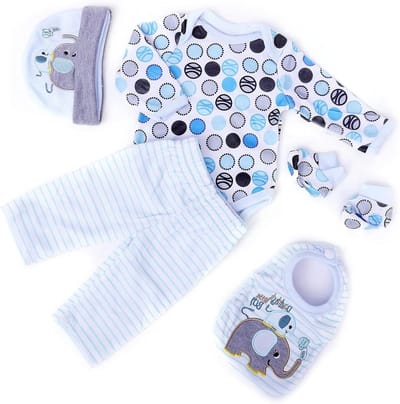Poppenkleding Set - Baby pop kleding - Poppen aankleden - Compleet met accessoires - 45-55 cm - Grijs