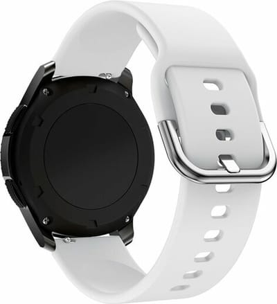 By Qubix - Siliconen sportband 20mm - Wit - Geschikt voor Samsung Galaxy Watch 7 (40 & 44mm) - Galaxy Watch FE - Galaxy Watch 6 - Galaxy Watch 6 Pro - Galaxy Watch 5 - 5 Pro - Galaxy Watch 4 - 4 Classic - Active 2 - Watch 3 (41mm)