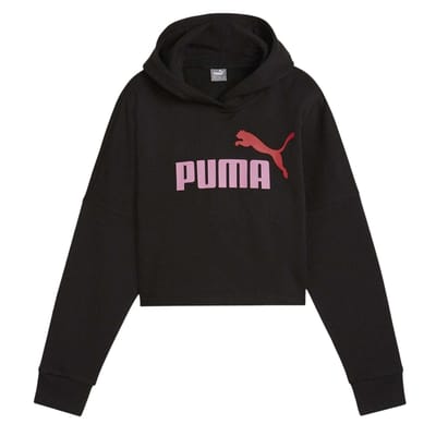 Puma Meisjes Logo Relaxed Fit Crop Hoodie (Poema Zwart)