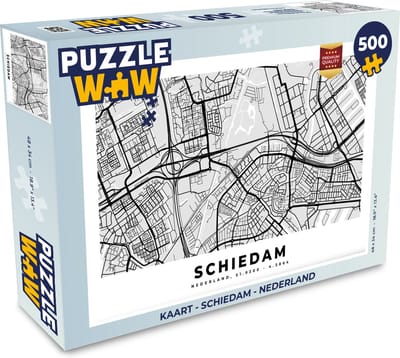 Puzzel Kaart - Schiedam - Nederland - Legpuzzel - Puzzel 500 stukjes