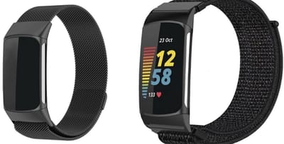Strap-it Bundel van Milanese en Nylon Band - Geschikt voor Fitbit Charge 6 - Luxe RVS Milanees bandje & ademend nylon sportbandje - Verstelbaar & comfortabel - Zwart
