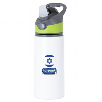 Hacebo® - Support Israël waterfles met rietje groen - Israël - mensen die liefde willen geven aan Israel - degene die van Israël houden - supporten - oorlog - verjaardagscadeautje - gift - geschenk - kado - water fles - 650ML