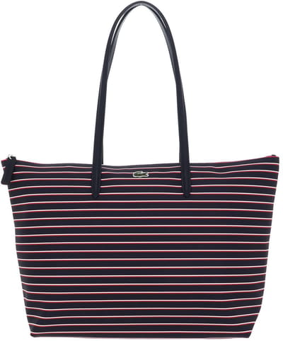 LACOSTE Shopper Schoudertas Shopping Bag Marine Grenadine Stripes Donkerblauw