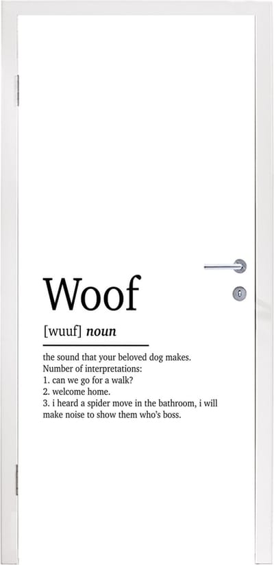 Deursticker Spreuken - Quotes - Woordenboek - Woof - Woef definitie - 95x235 cm - Deurposter