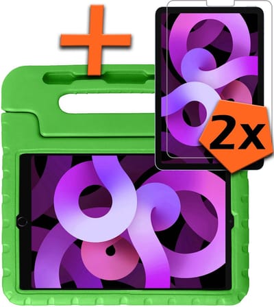 Hoesje - Geschikt voor Apple iPad Air 6 (2024) - 13 inch - 6e Generatie - M2 - Met 2x Screenprotector - Kinderhoes Shockproof Bumper - Kidsproof Case - Tablet Hoes - Kinder Hoes Cover - Groen
