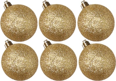 Cosy & Trendy Kerstballen - 6x st - goud - glitters - D8 cm - kunststof - kerstversiering