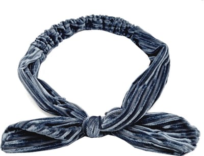 Haarsoires Haarband Knoop 6cm – Strikje met IJzerdraad – Velvet Ribstof – Grijs