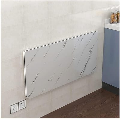 Vouwbare Eettafel - Klaptafel Muurtafel - Ruimte Besparen - Marmeren Patroon - 70x40cm - Wit