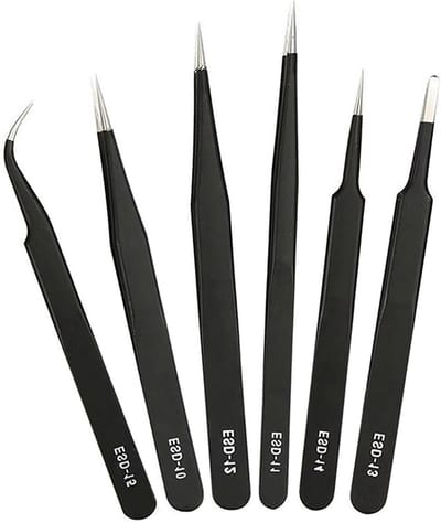 Pincet Set - Precisie Pincetten - Elektronica Reparatie - Roestvrij Staal - 6 Stuks - Multicolor