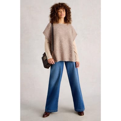 White Stuff Diamond Stitch Poncho Light Natural Taglia: L | Poncho Outlet | Donna