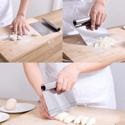 Multifunctionele deegschraper en snijder, duurzaam roestvrijstalen mes voor brood, taart en pizza, 15 x 12 cm, ideaal voor bakken en koken