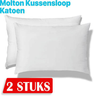 Molton Kussensloop Super Zachte Kussensloop/Kussenbeschermer 60x70 cm (set van 2) - Hypoallergeen, Ademend en Geluidsloos Katoen voor Optimale Kussenbescherming | Beschermt Tegen Allergenen,Perfect voor Kinderen, Huisdieren en Allergiegevoelige
