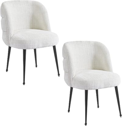 Kadirelli - Eetkamerstoel - Set Van 2 - Wit - Microfiber Stof - Microvezel - Modern - Hotel Chique