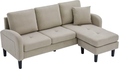 REDOM - Hoekbank Met Chaise Longue - Modulair - Modern - Voor Woonkamer Of Kantoor - Cord - Lichtgrijs - 166 x 118 x 77 cm
