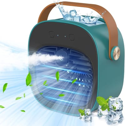Luchtkoeler - Draagbare airconditioner - Stille mobiele airco met 180mL watertank - Zonder Afvoerslang - Oplaadbare mini airco - Voor kantoor buiten en in de auto - Groente