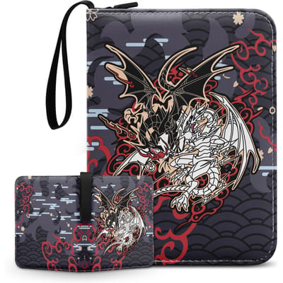 400 PIÈCES Album de Cartes Classeur Pochette avec Fermeture Éclair PTCG Yugioh TCG 4 Poches Collection de Cartes à Jouer Porte-Cartes Jouets Cadeau