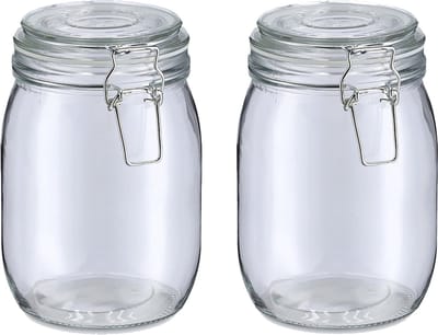Zeller Weckpot/inmaakpot Alfie - 2x - 1L - glas - beugelsluiting - D11 x H17 cm