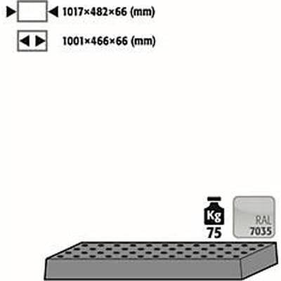 Geperforeerd plaatstalen inzetstuk Standaard voor asecos veiligheidskasten van de series Q30, Q90 en S90, plaatstaal, lichtgrijs, B 1017 x D 482 x H 66 mm, tot 75 kg