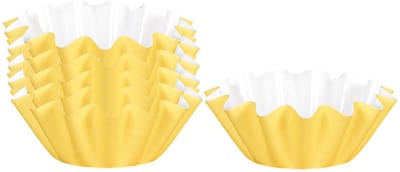 QTTVBTNA 100 stuks cupcakevormpjes - cakevormpjes - bak - Mini cupcakes en muffins - decoratie - Oliebestendig - Voor feestjes en thuisbakken - geel